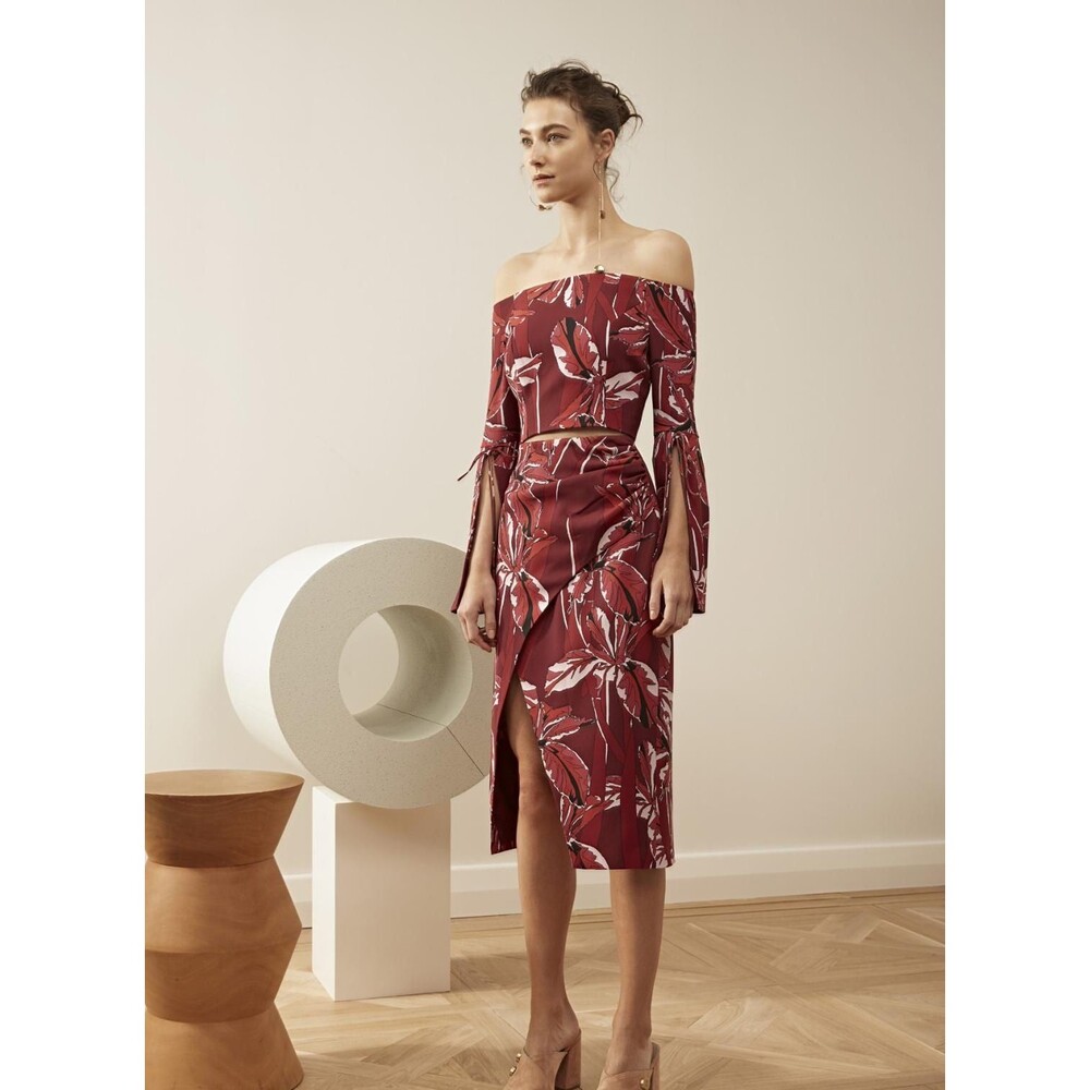 NWT C/MEO Collective Printed Wrap Midi Skirt - Picture 2 of 6
